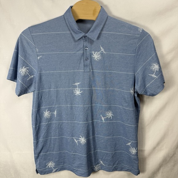 Travis Mathew Polo Mens 2XL Pima Cotton Blend Blue Palm Tree Golf Polo Shirt - Picture 1 of 5